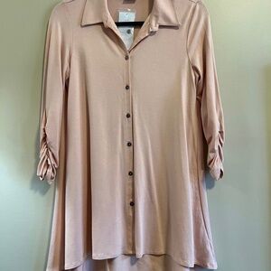 New Directions Long Sleeve Button Up pink‎ Polished Top Size S